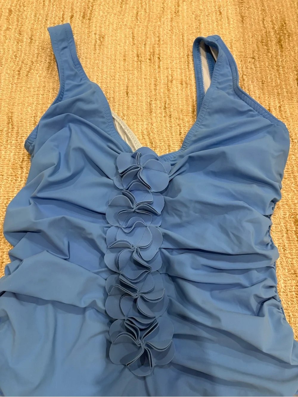 Karla Collette Blue Ruffle-Front One-Piece Swimsuit